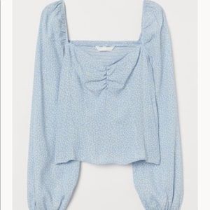 H&M Light blue puff sleeve blouse